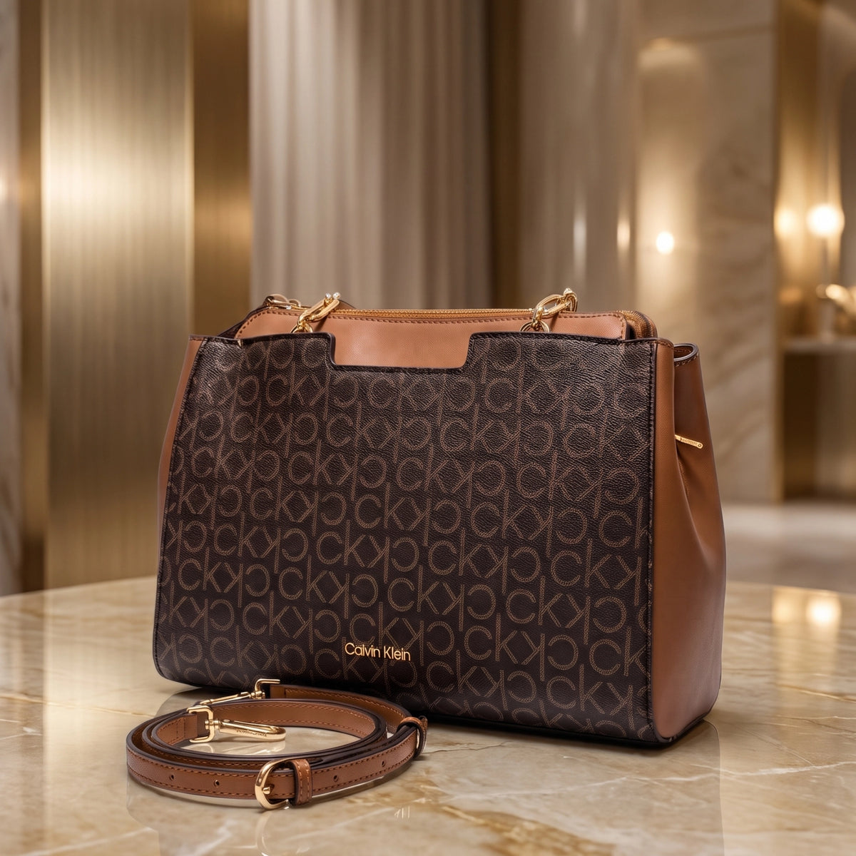Calvin Klein Satchel Monograma CK