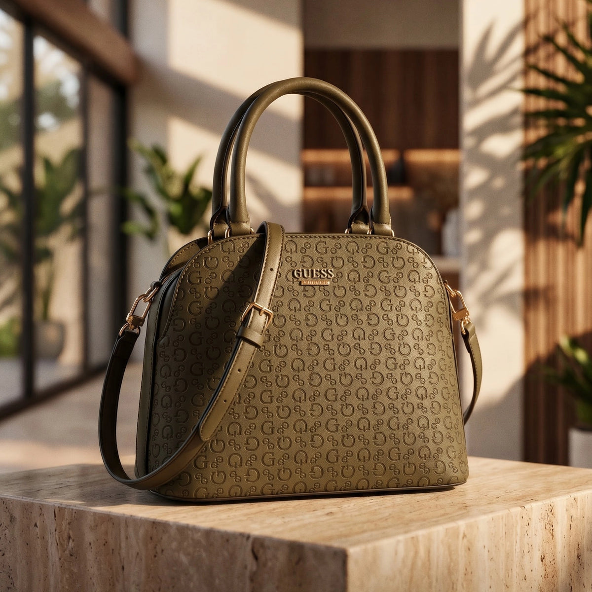 Cartera Guess Satchel - Verde Oliva
